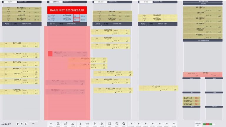 Safety net voor starts en landingen op een niet in gebruik zijnde baan